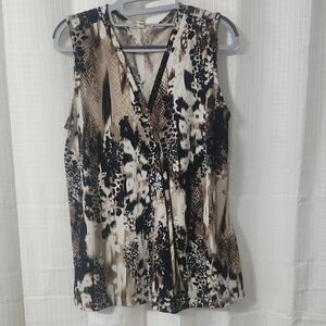 Womans Dana Buchman Sz L.Animal Print Top. Vintage. Y2K